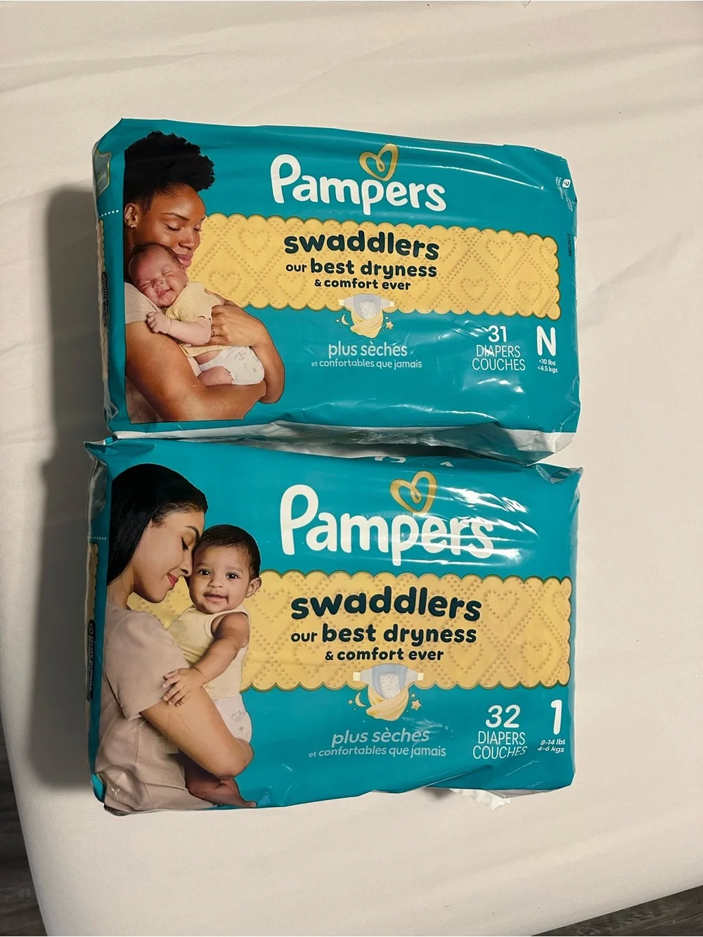 Pampers Swaddlers Diapers - Teal & Yellow Packaging